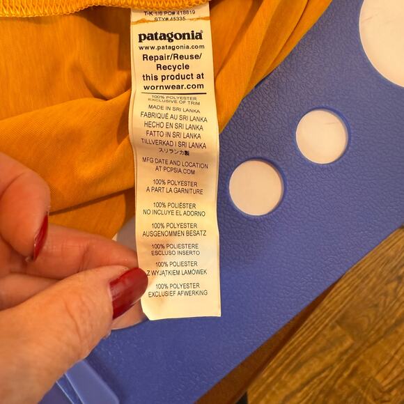 Patagonia Wild Fish Waters Hoodie Small Gold Yellow Sun Shirt Outdoor Hike - Picture 6 of 8